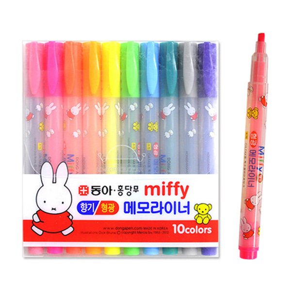 동아 미피 메모라이너 형광펜 10색 세트/향기펜