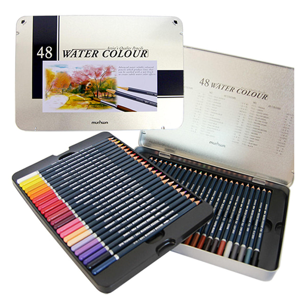 문화 넥스프로 수책 색연필 틴 케이스 48색/컬러링 색연필